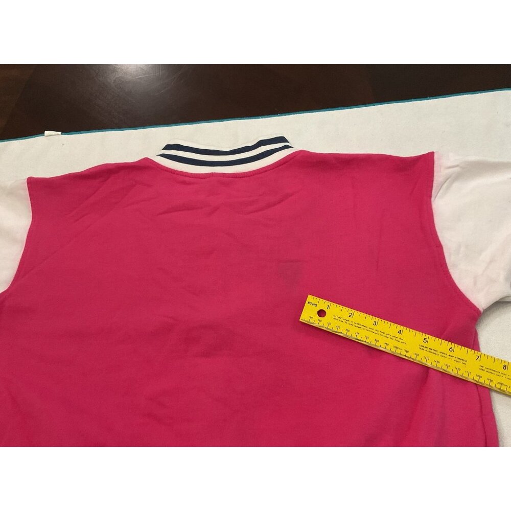 Women Girls Maine Spell Out Varsity Bomber Jacket Barbiecore Full Zip M 44”Chest - Picture 12 of 16